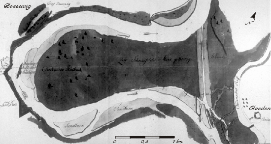 Altkarte zur Elbe: Durchstich bei Clöden 1774